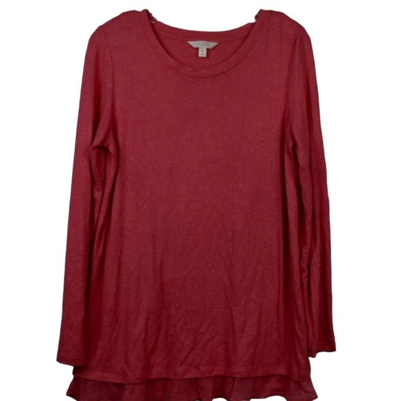 LC Lauren Conrad Sweaters - Lauren Conrad Women's Lightweight Sweater with Ruffled Hem, Pink Size M